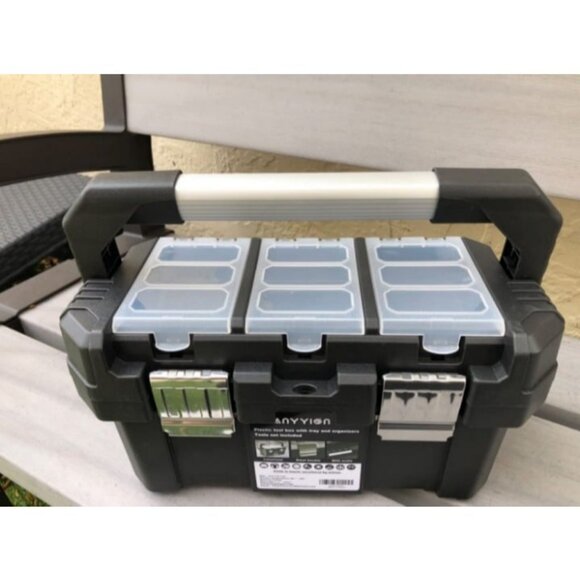 17-Inch Tool box with Removable Tray with Stainless Steel Dual Lock Security